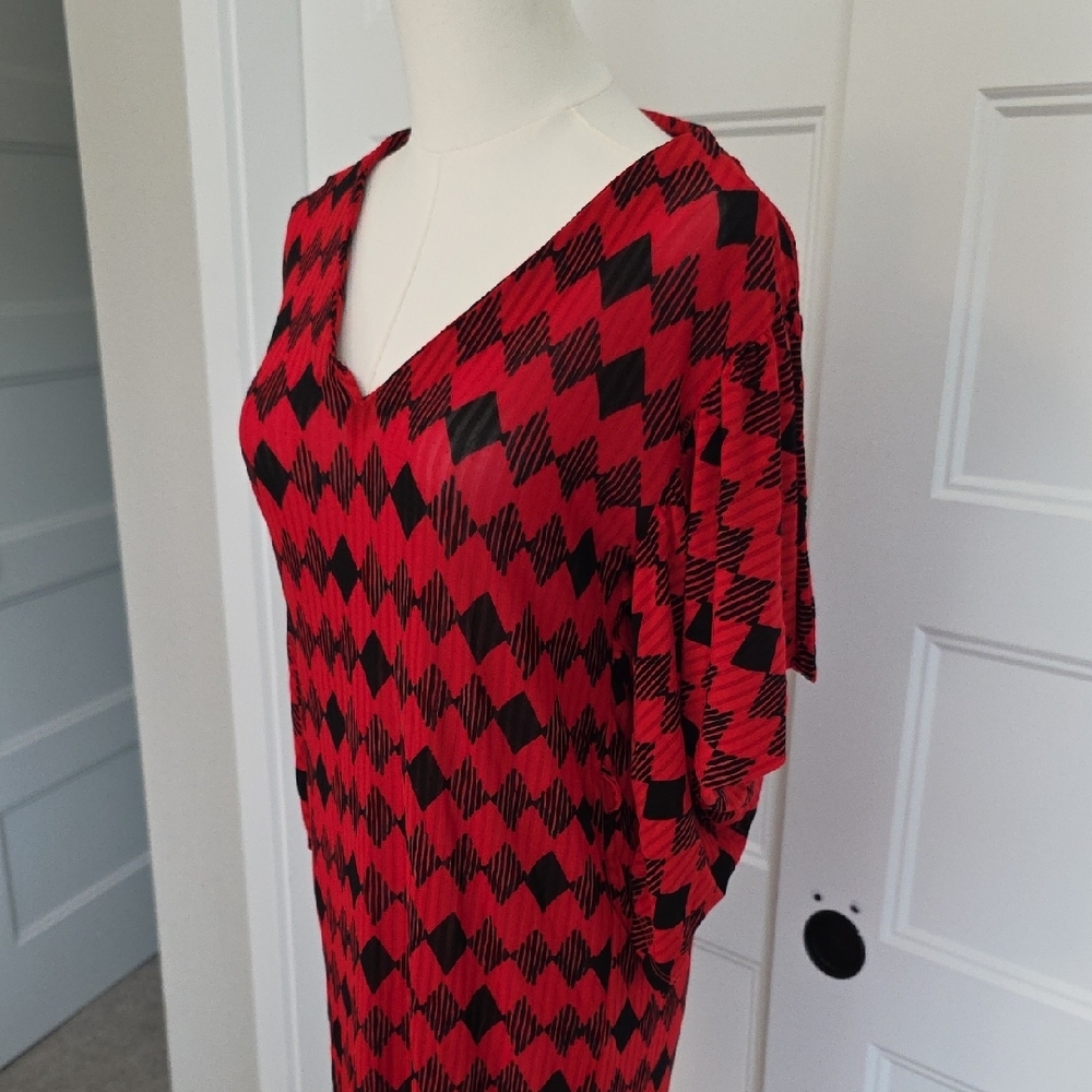 Zara Red and Black Long Sleeve Dress - Picture 3 of 4